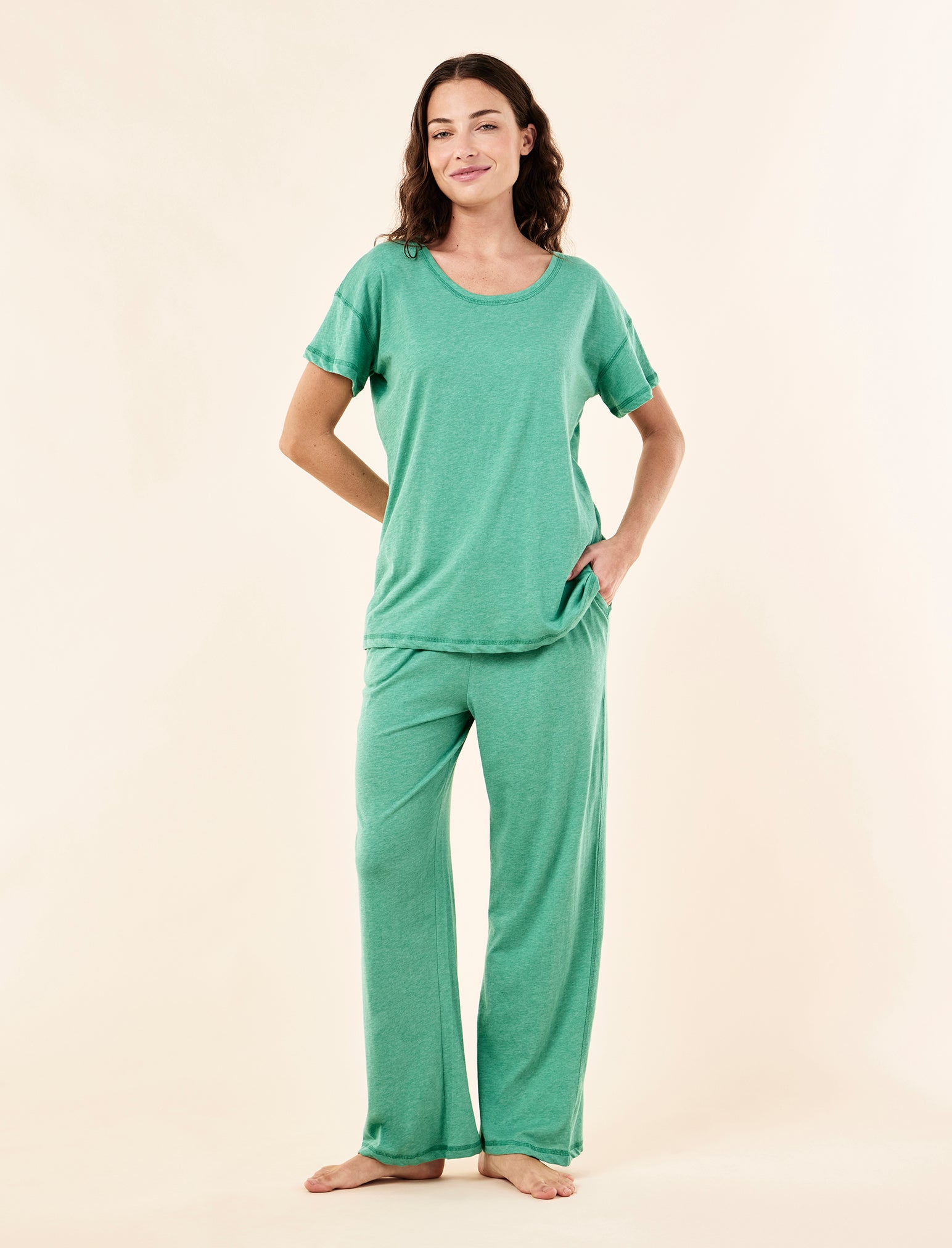 Jada Organic Cotton Knit Tee & Straight Leg Pant Set