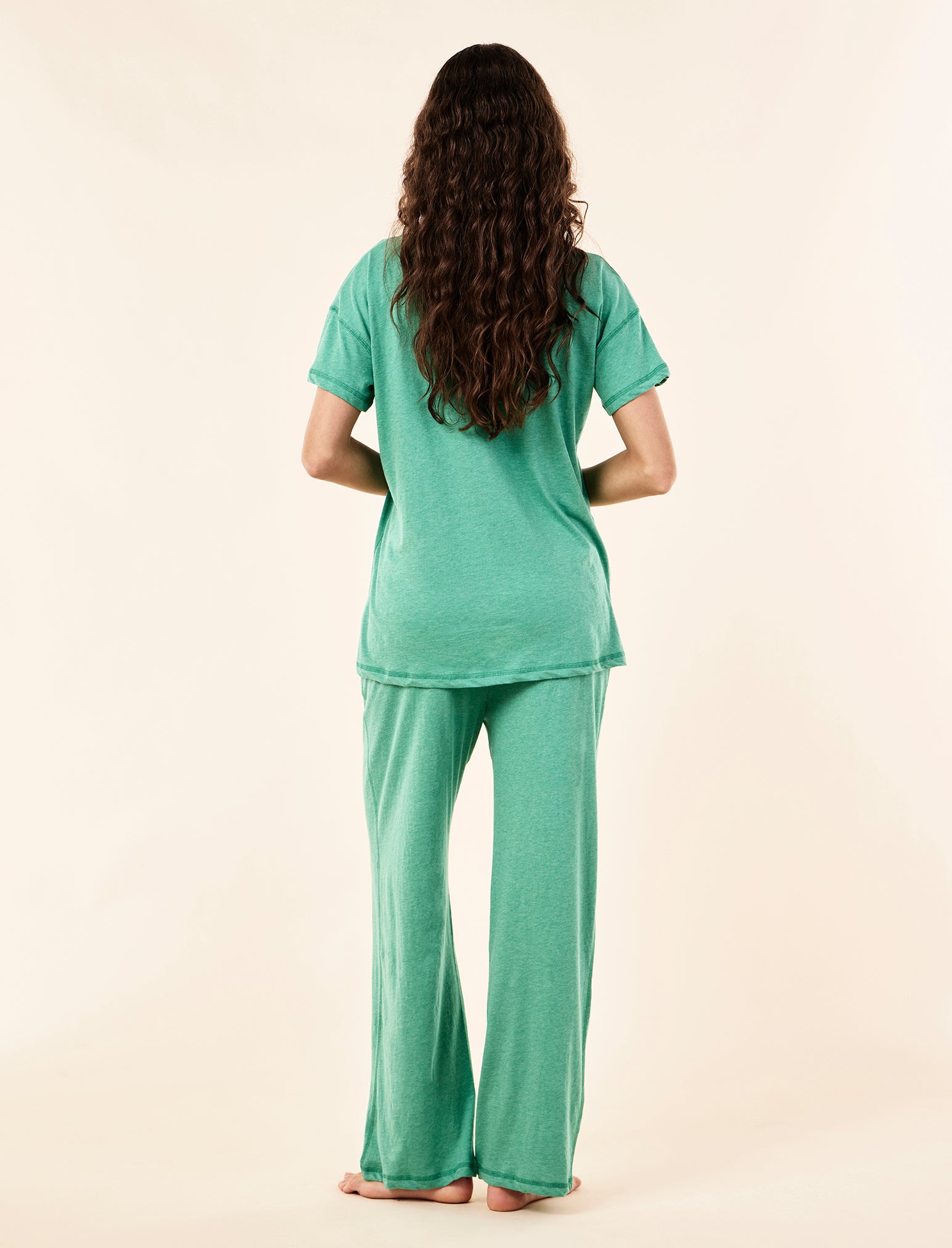 Jada Organic Cotton Knit Tee & Straight Leg Pant Set