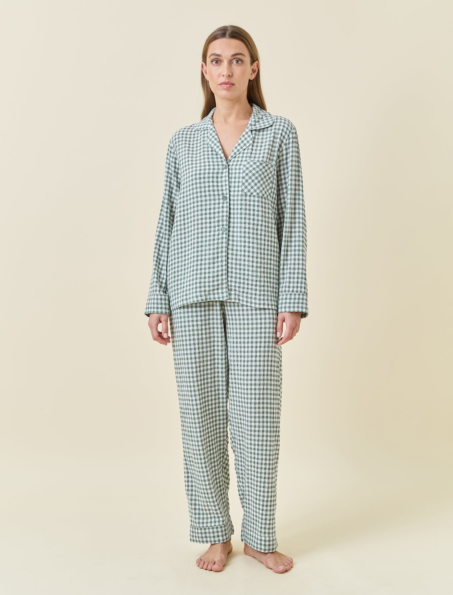 Seersucker Gingham F/L PJ Set