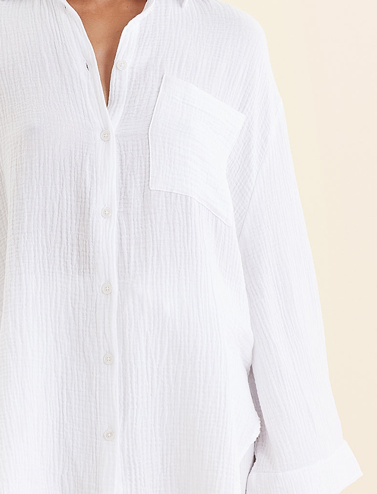 Ashley Textured Cotton Oversized Shirt