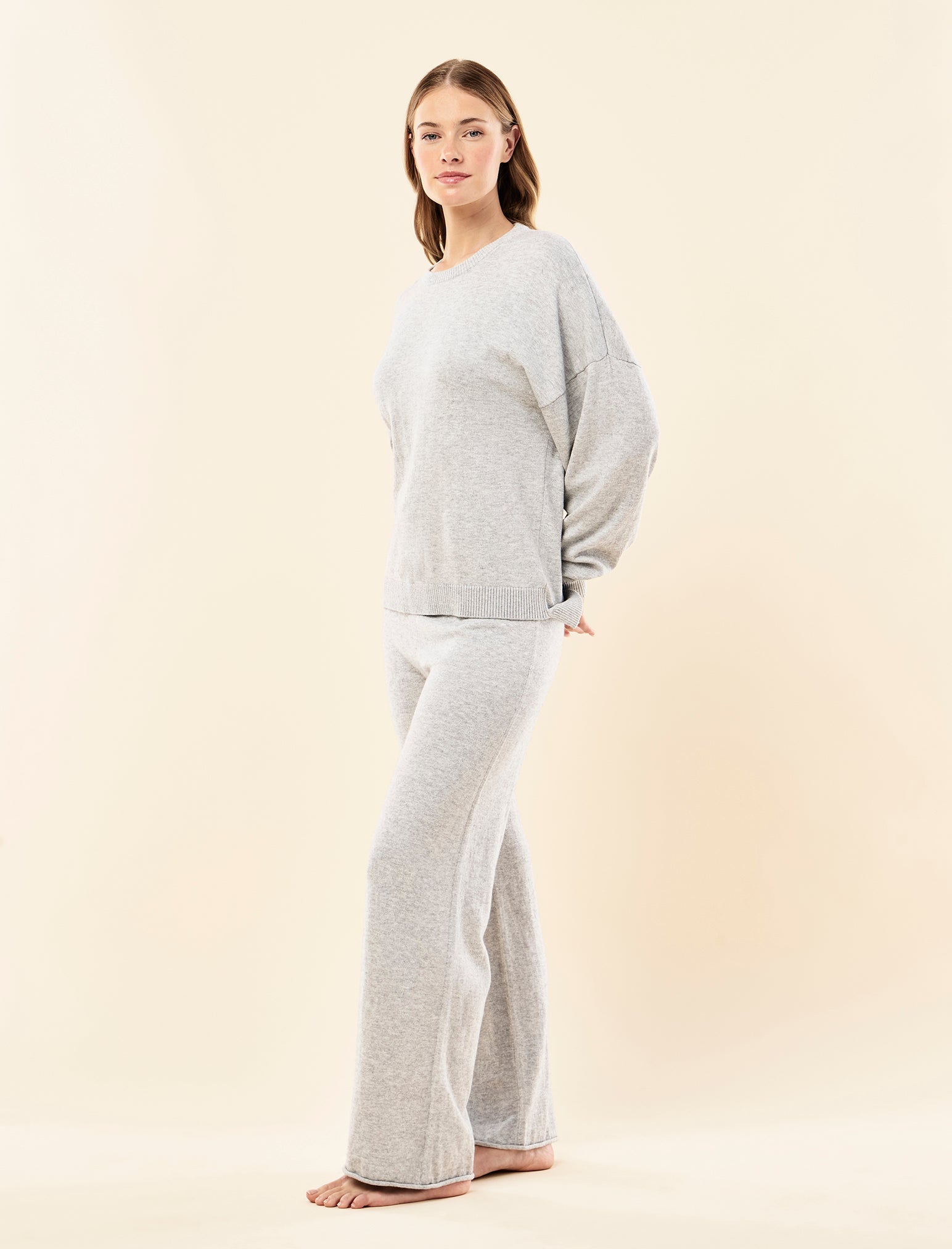 Cotton Cashmere Straight Leg Pant