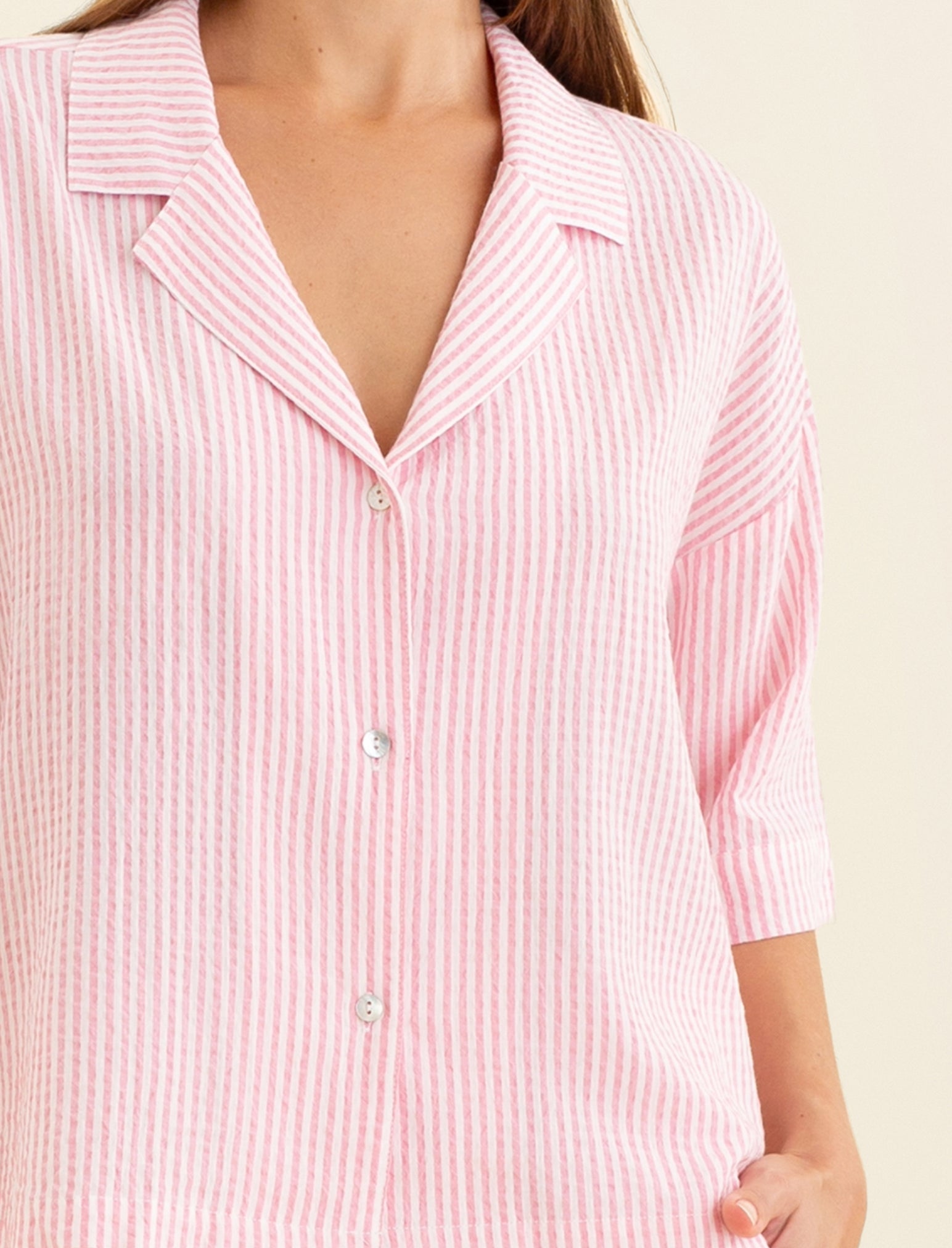 Sabine Seersucker Stripe Boxer PJ & Bow Scrunchie