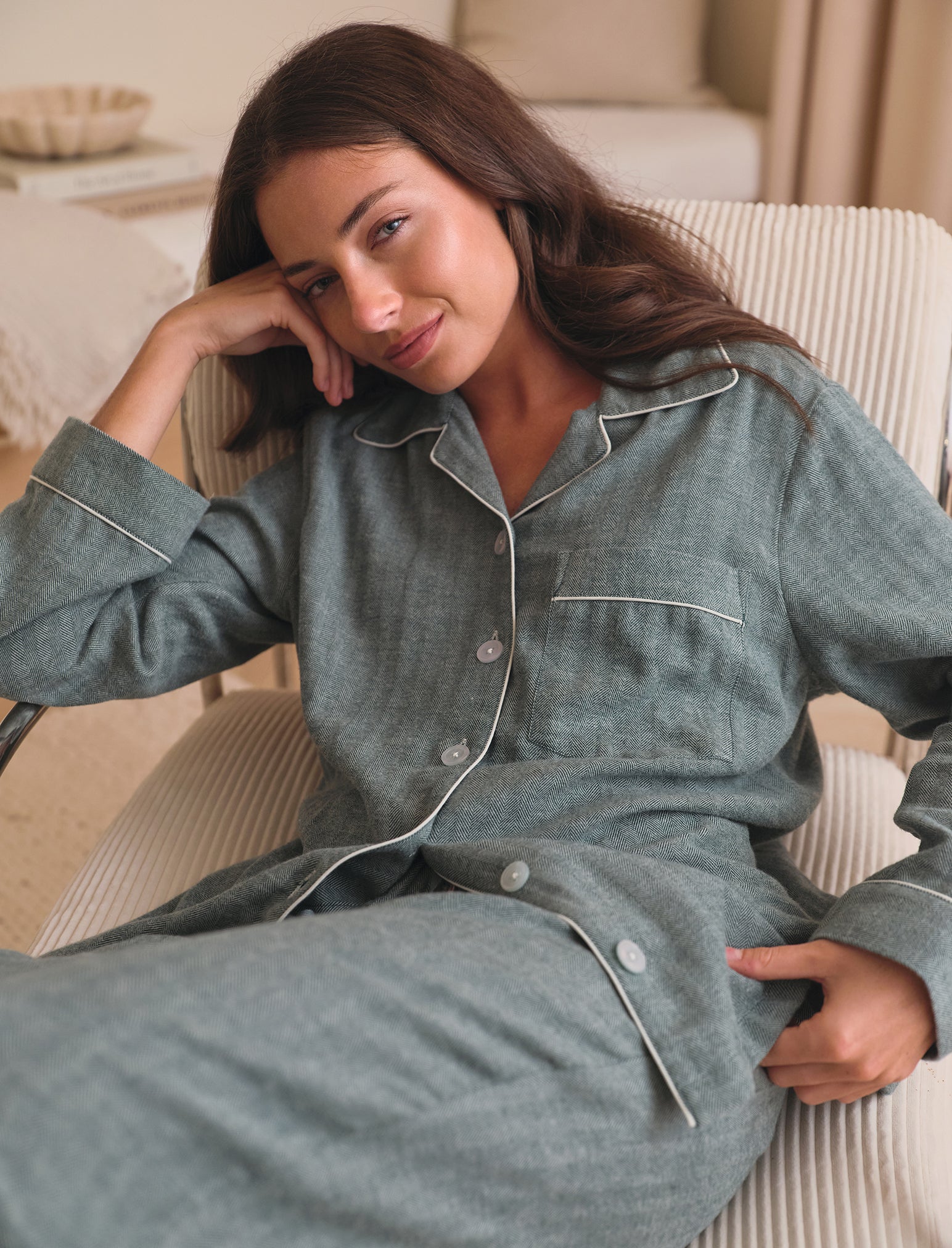 Super Soft Brushed Herringbone PJ Set