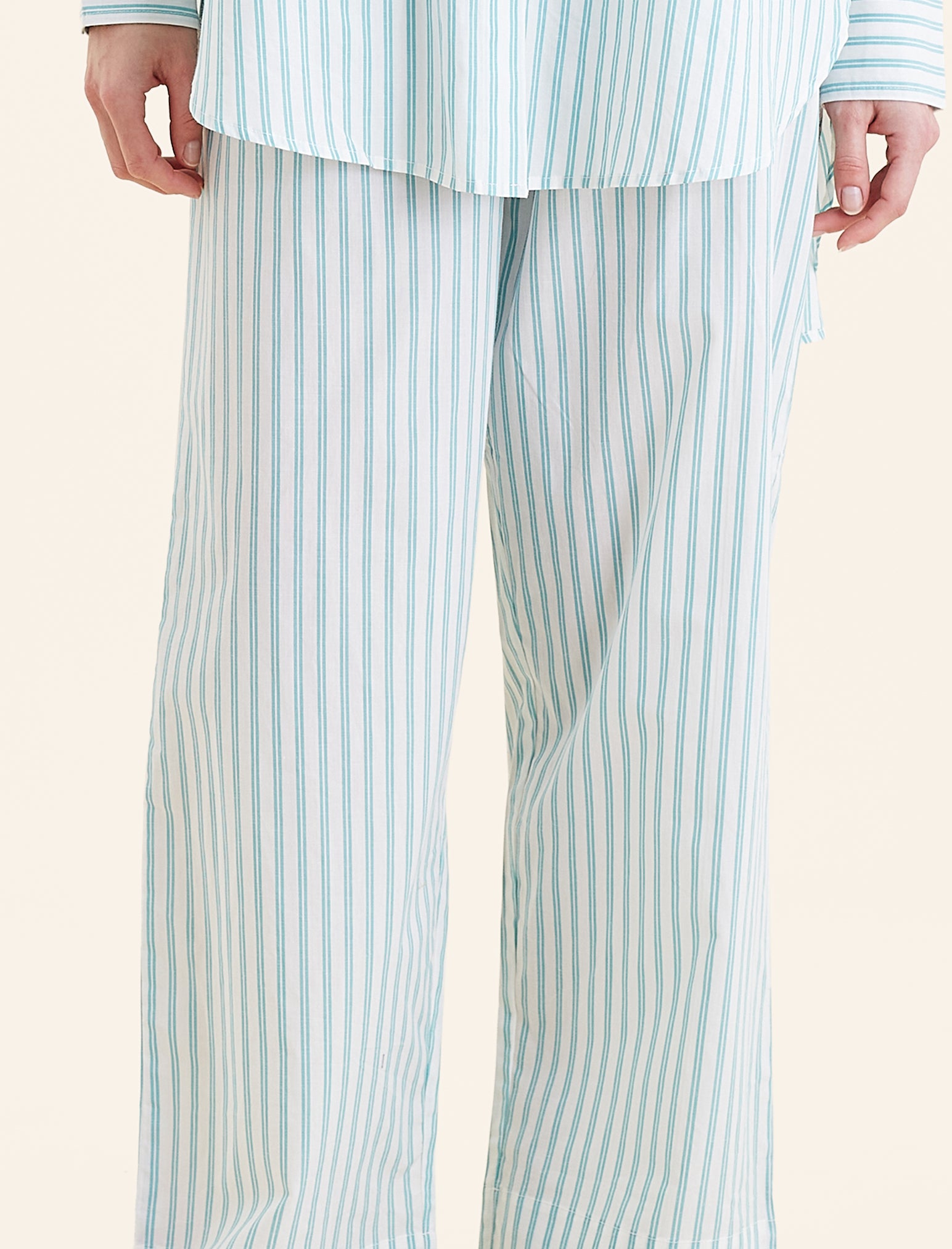 Double Stripe Shirting Full Length PJ Set