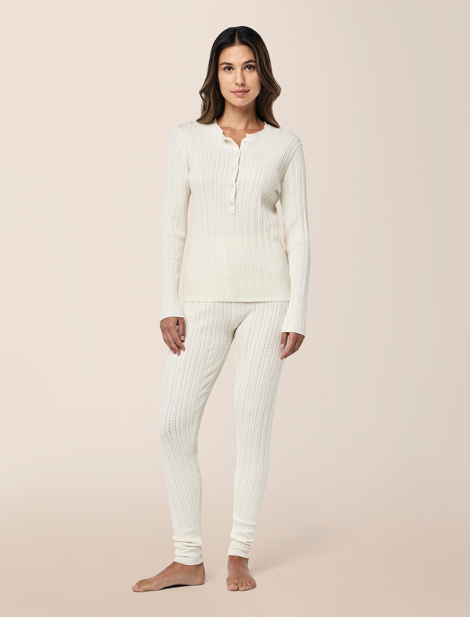 Cable Pointelle Full Length PJ Set