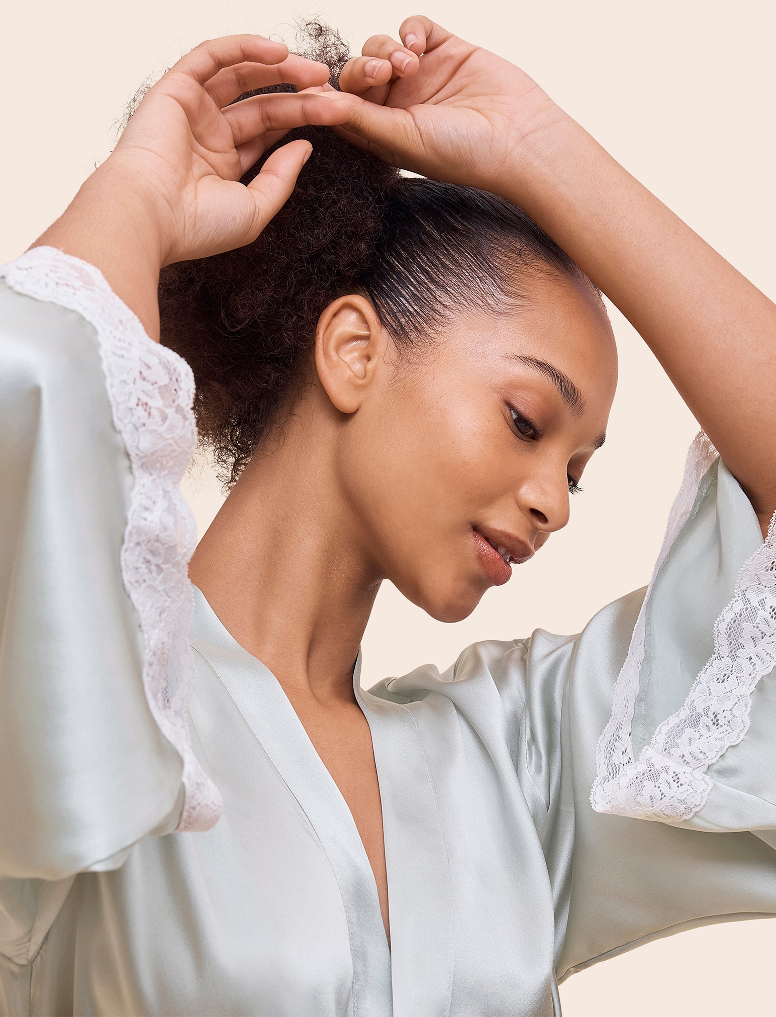 Annabelle Satin Lace Maxi Robe