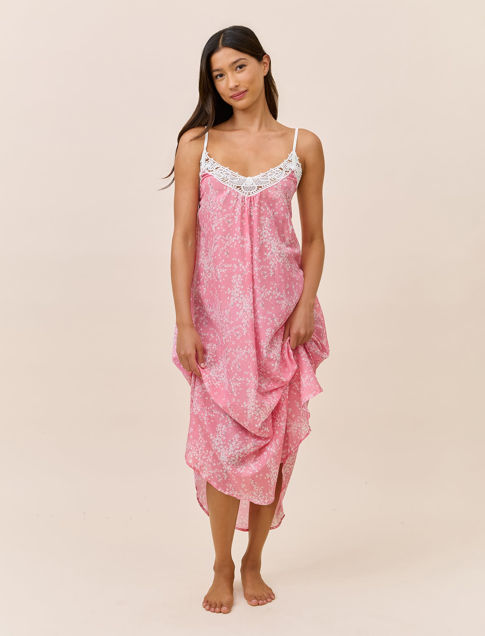 Cheri Blossom Lace Front Maxi Nightie