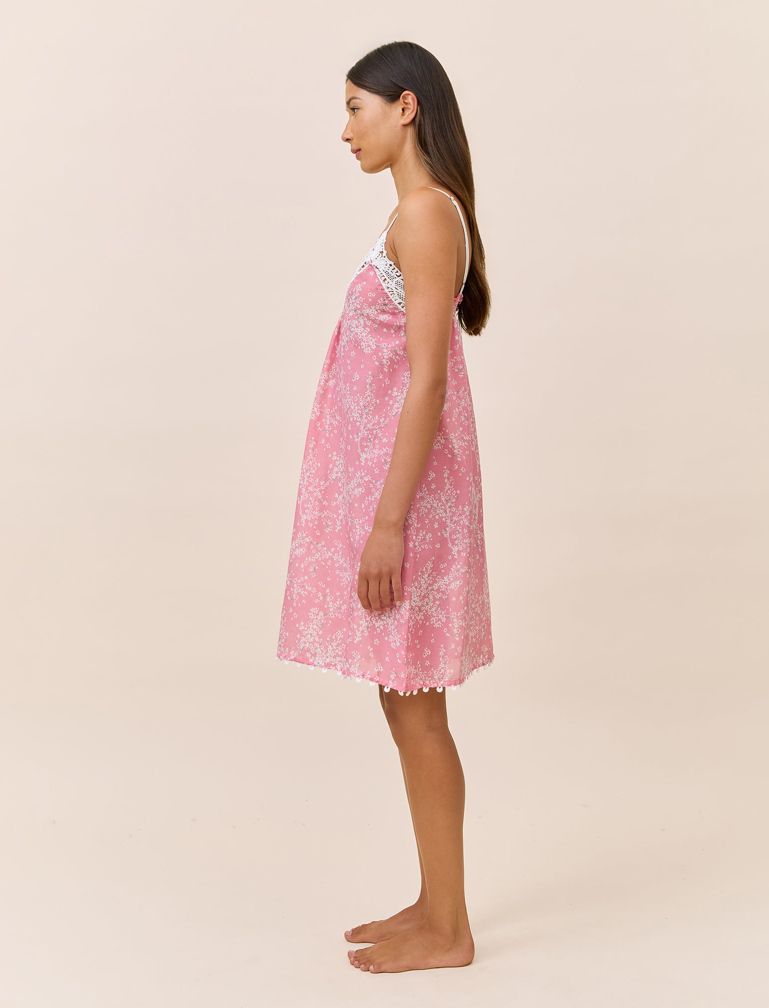 Cheri Blossom Lace Front Midi Nightie