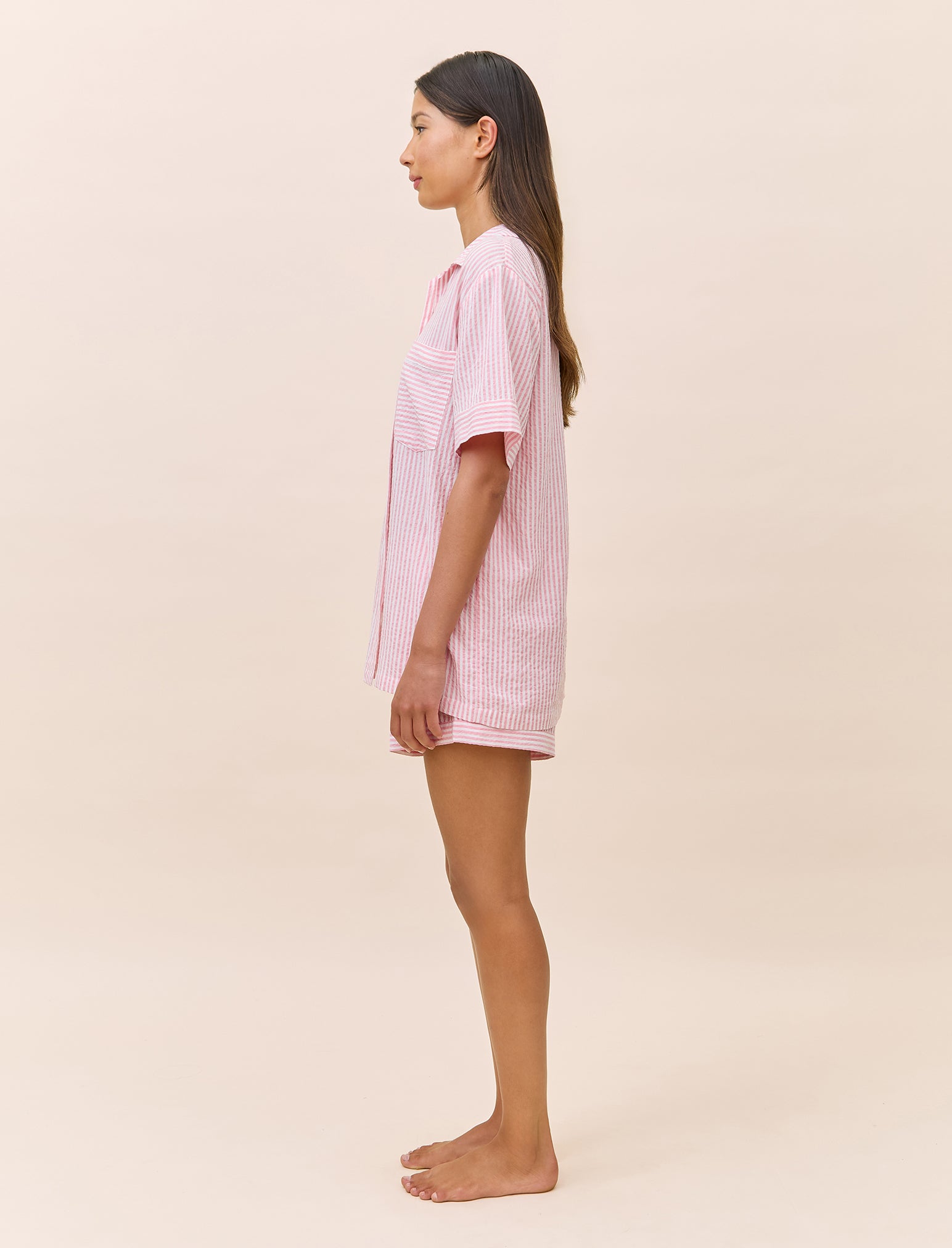 Sabine Seersucker Stripe Boxer PJ & Bow Scrunchie