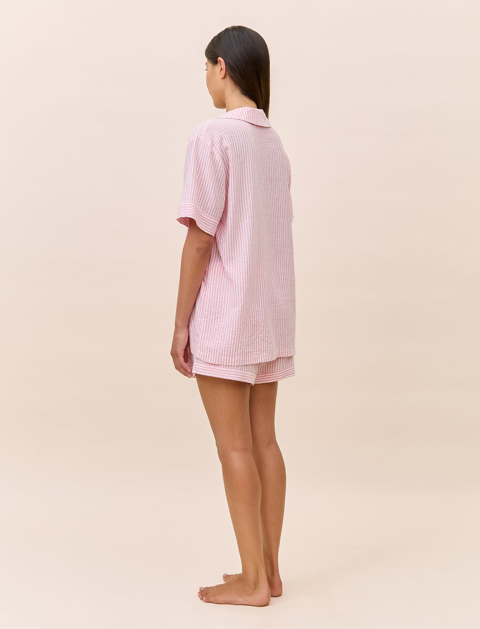Sabine Seersucker Stripe Boxer PJ & Bow Scrunchie
