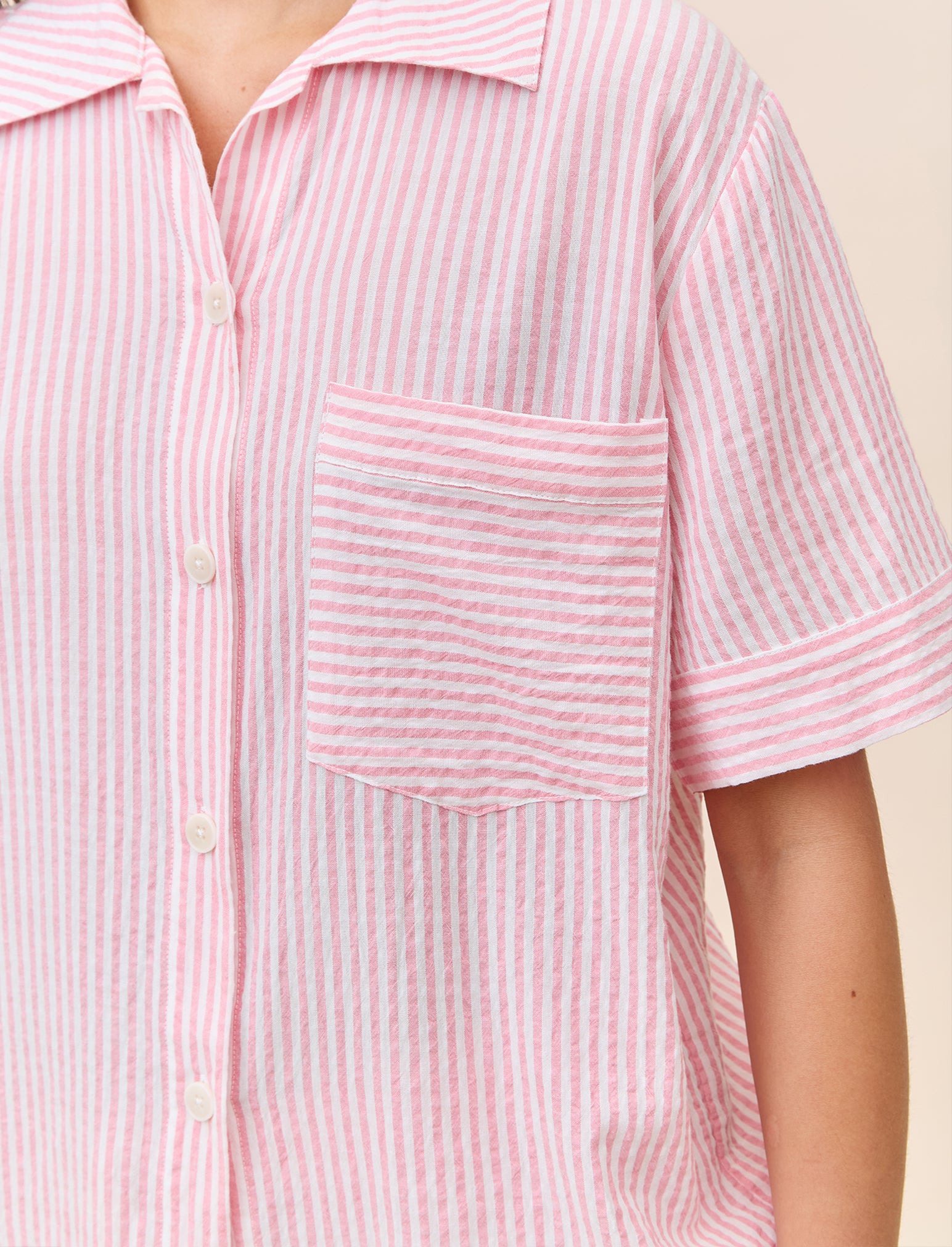 Sabine Seersucker Stripe Boxer PJ & Bow Scrunchie
