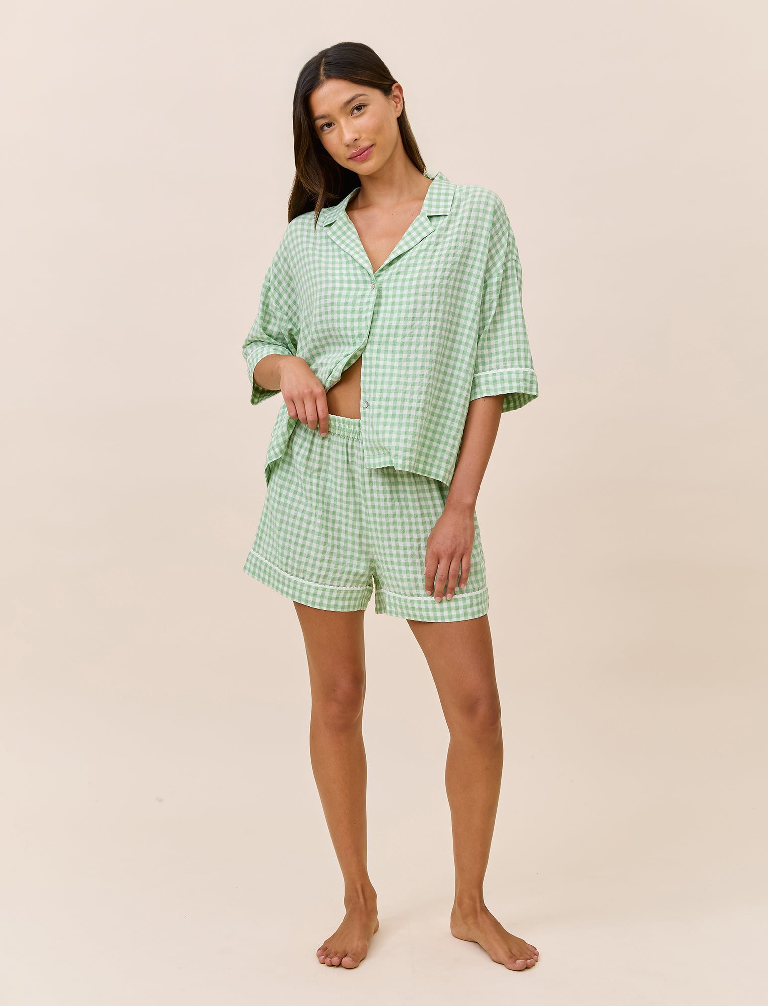 Seersucker Gingham Boxer PJ Set