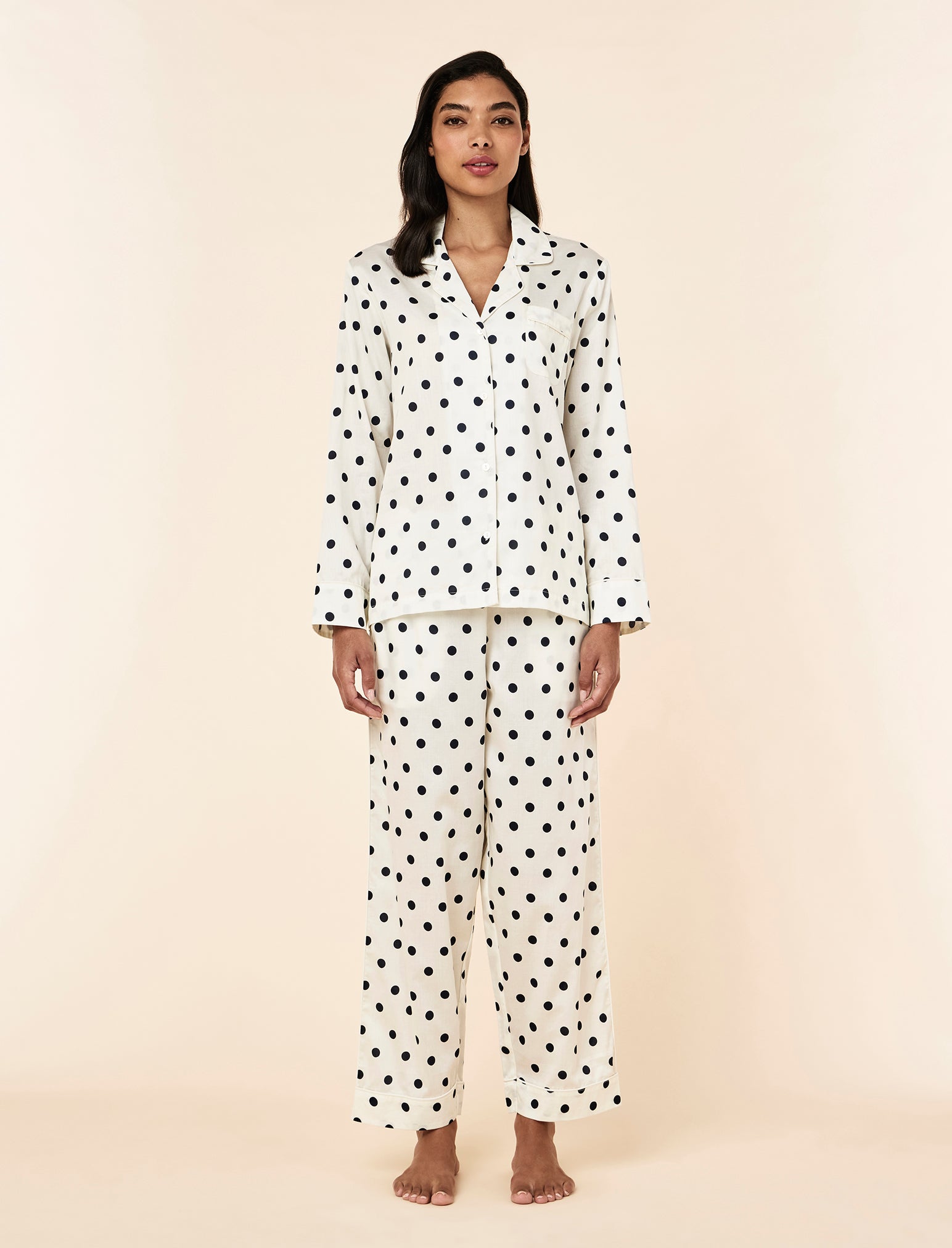 Soft Cotton Spot Full Length PJ Set