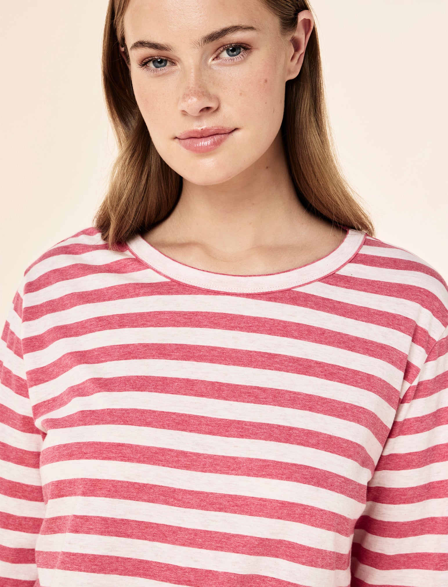 Jada Organic Cotton Knit Long Sleeve Boxy Tee & Straight Leg Pant Set