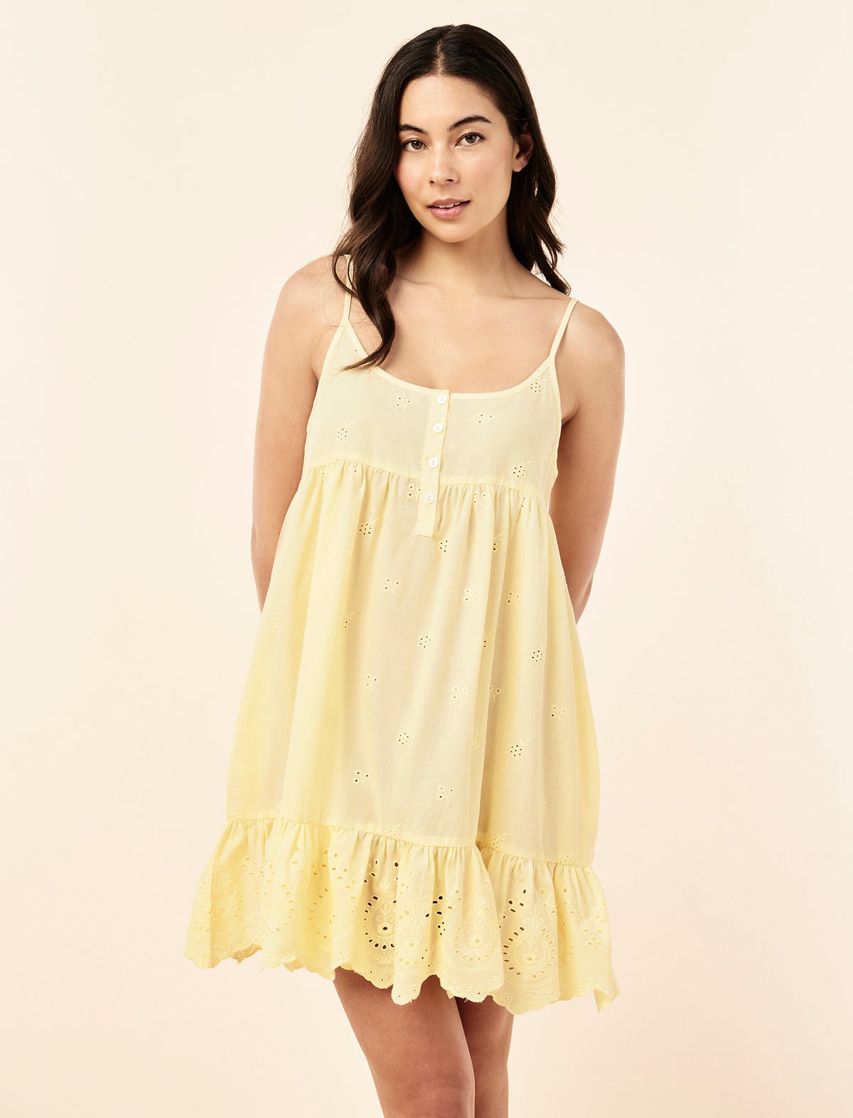 Sakura wearing the Isabella Strappy Frill Hem Nightie