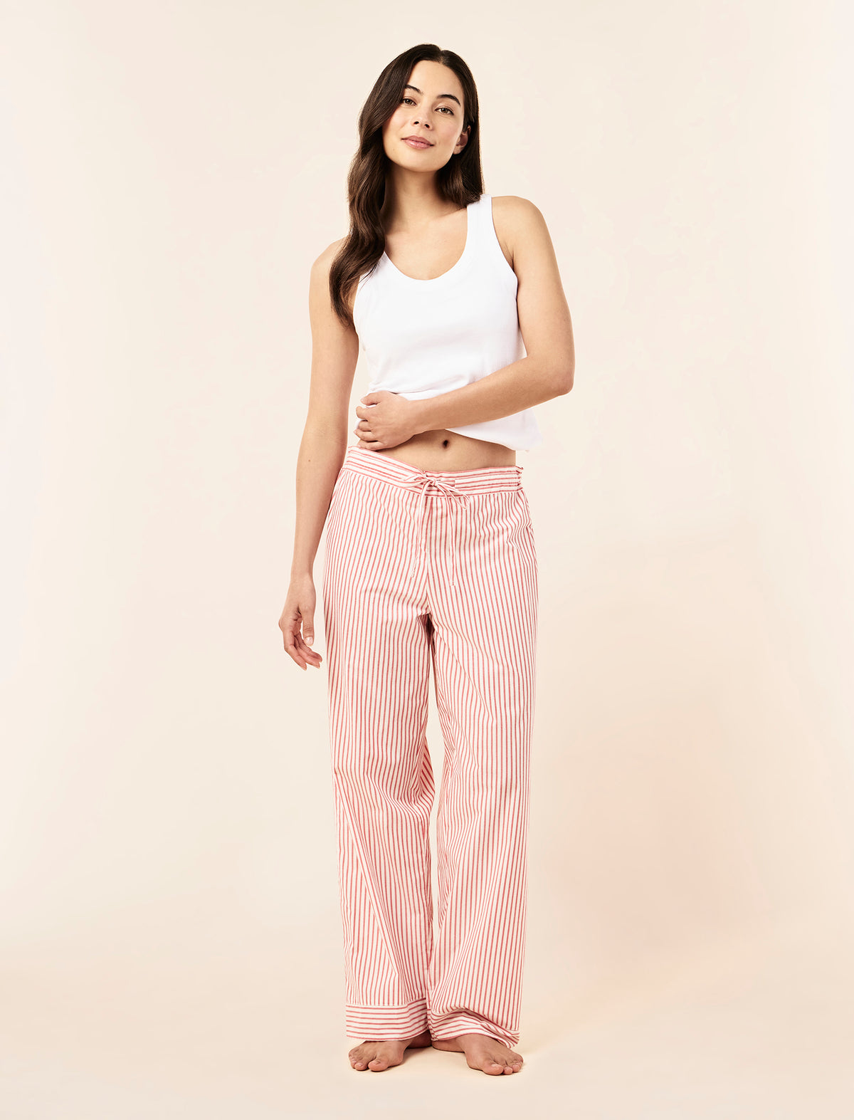 Sakura wearing the Stripe Cotton Wide Leg Pant