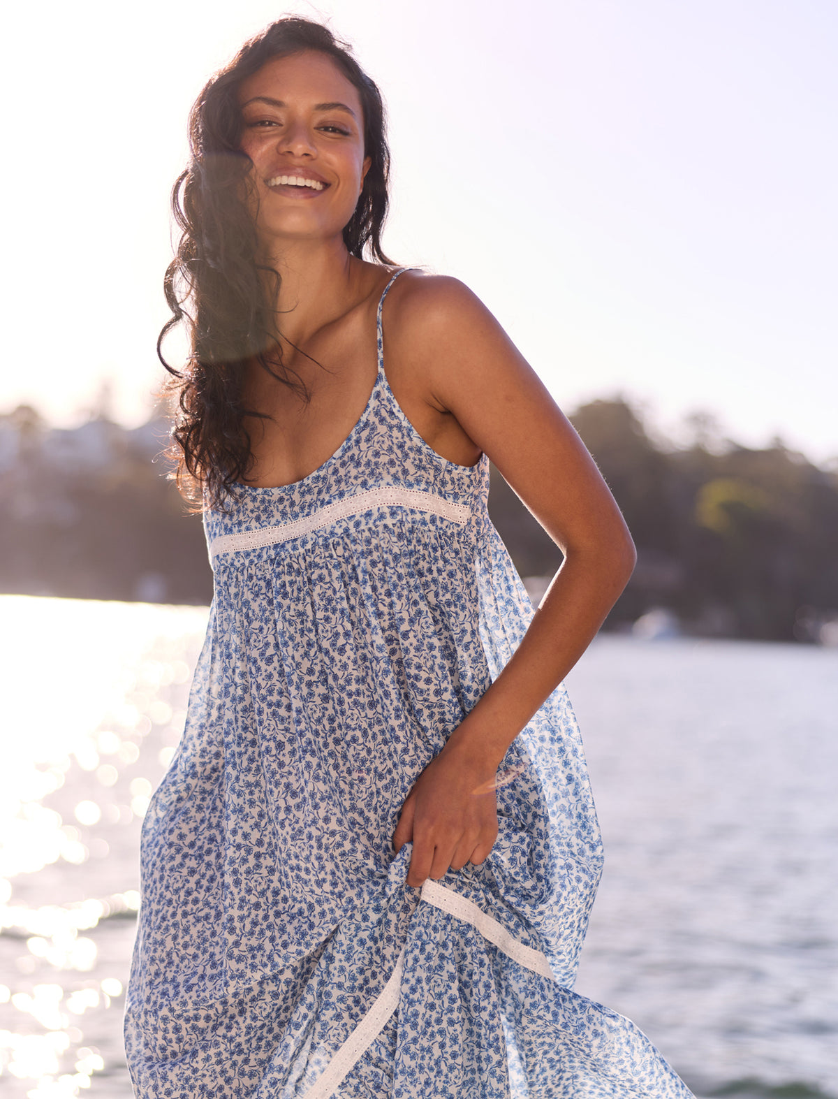 Sorrento Lace Trim Maxi Nightie