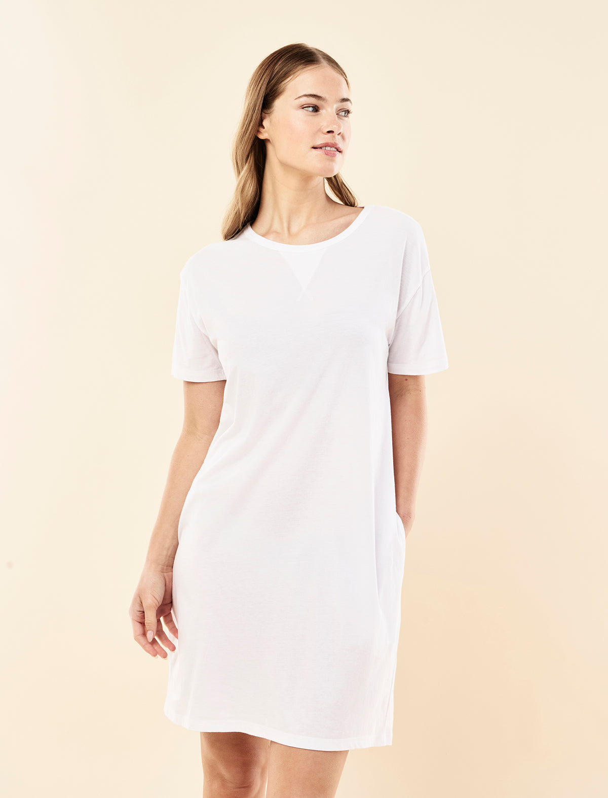 Sianie wearing the Jada Organic Cotton Knit Mini Nightie
