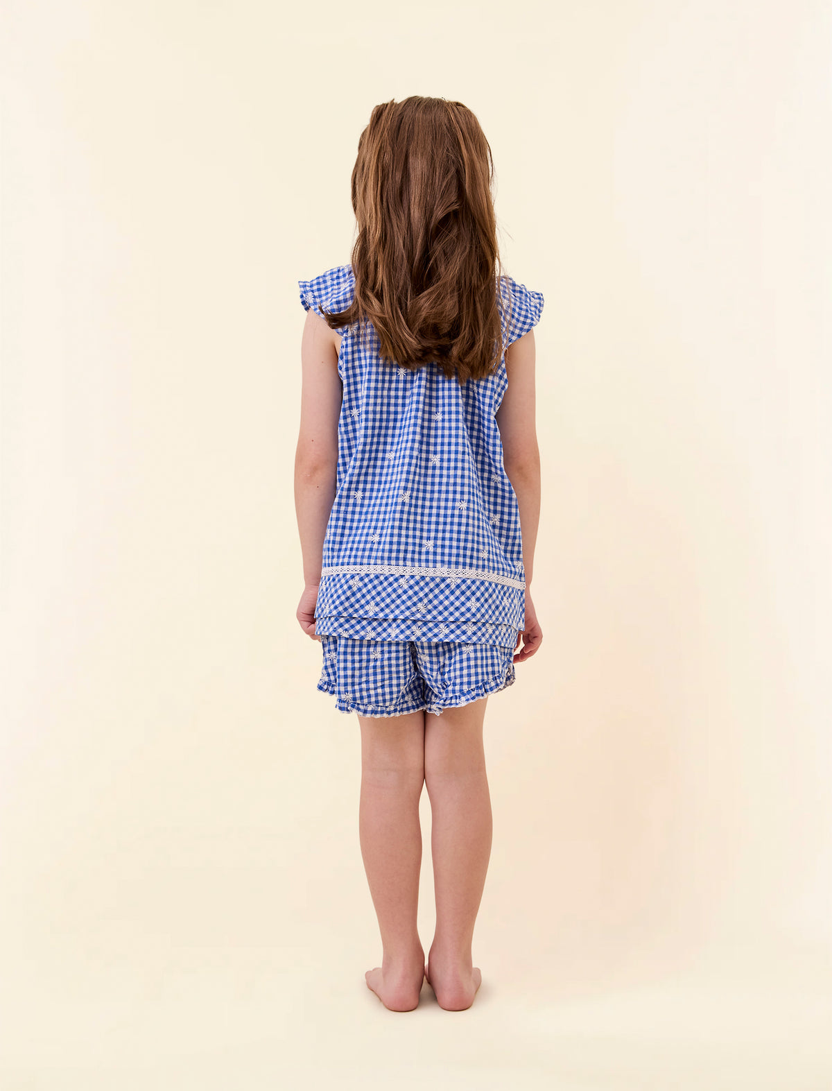 Kids Daisy Gingham Flutter Boxer PJ Set