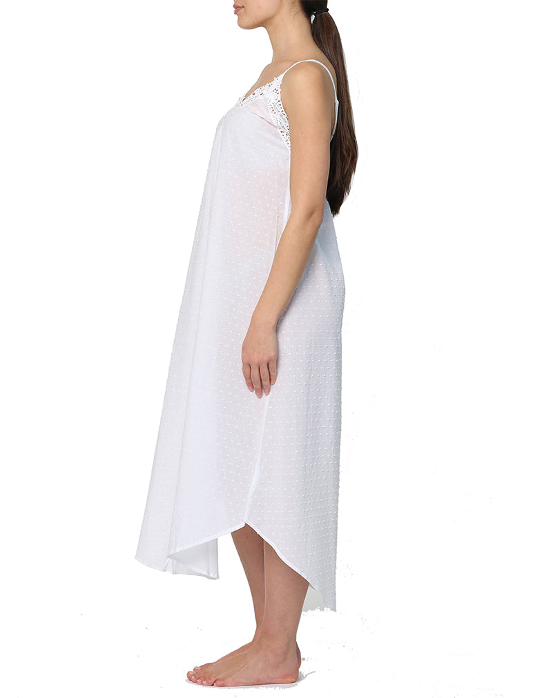 Swiss Dot Cotton White Maxi Nightie