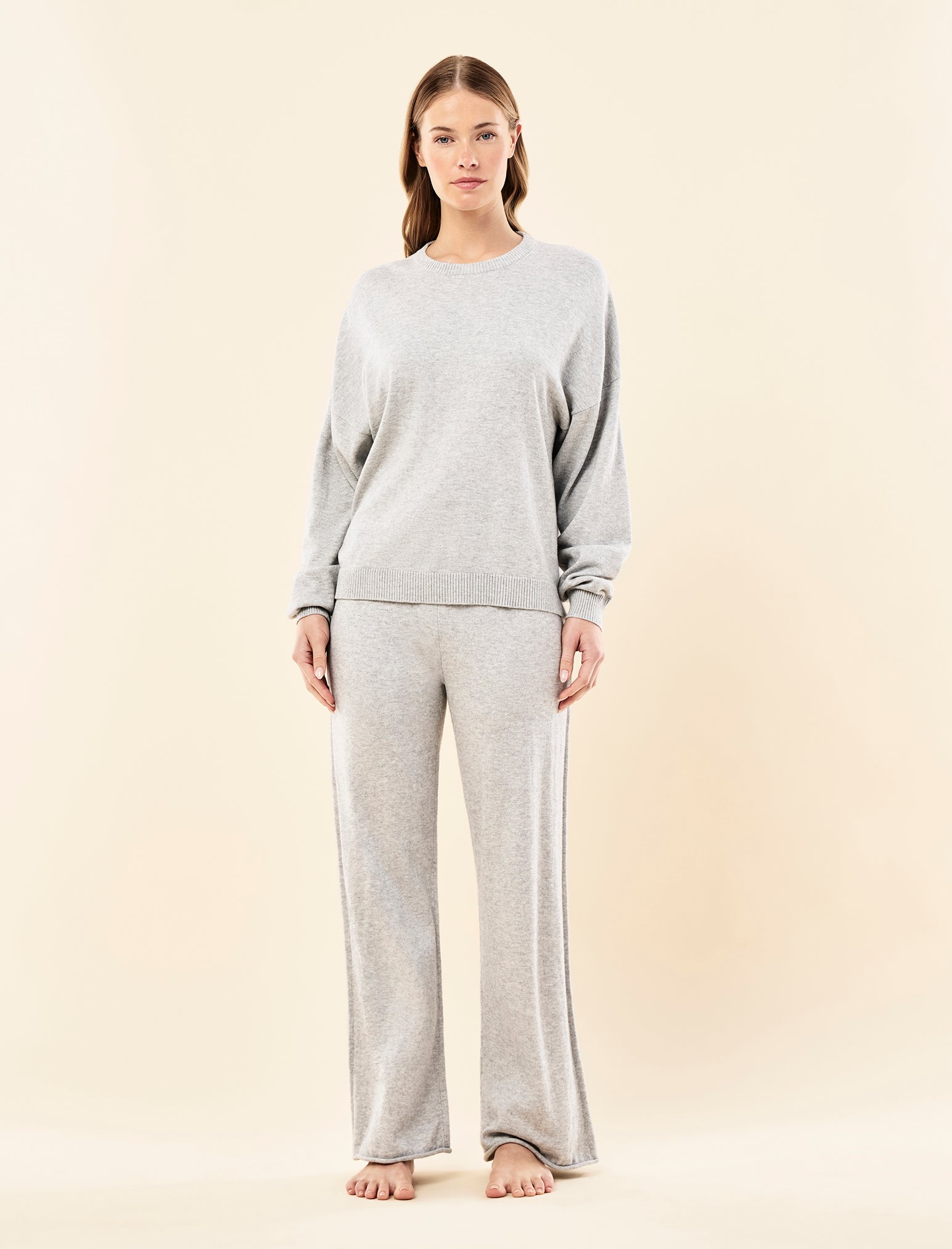 Cotton Cashmere Straight Leg Pant