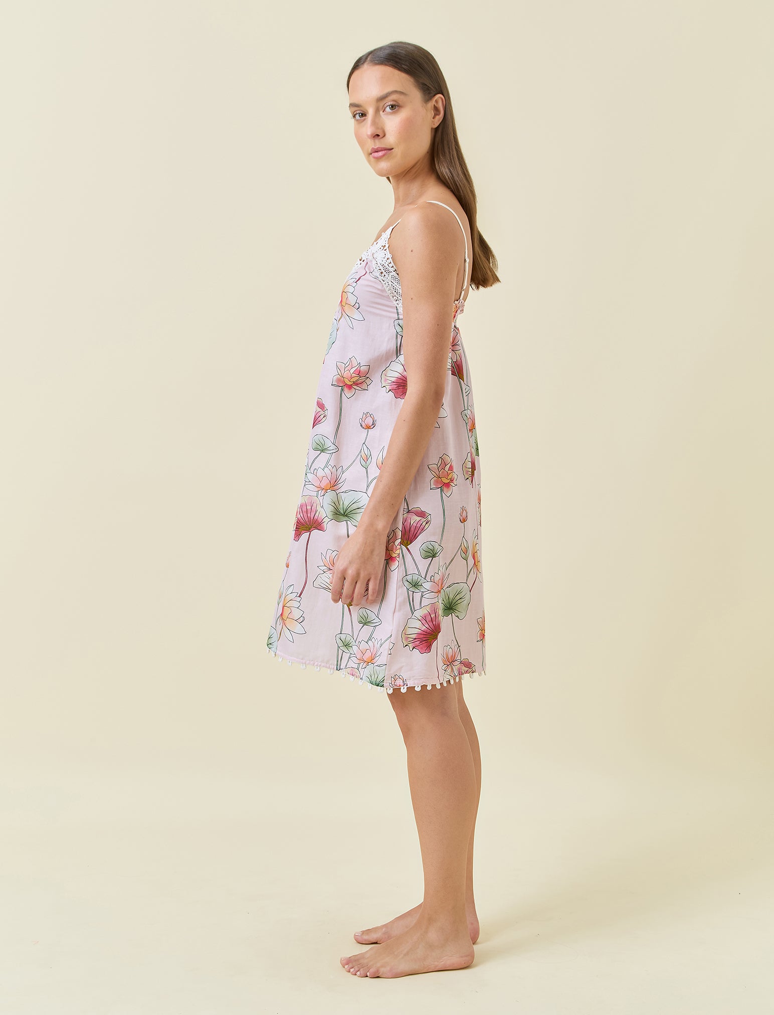 Lotus Lace Front Midi Nightie