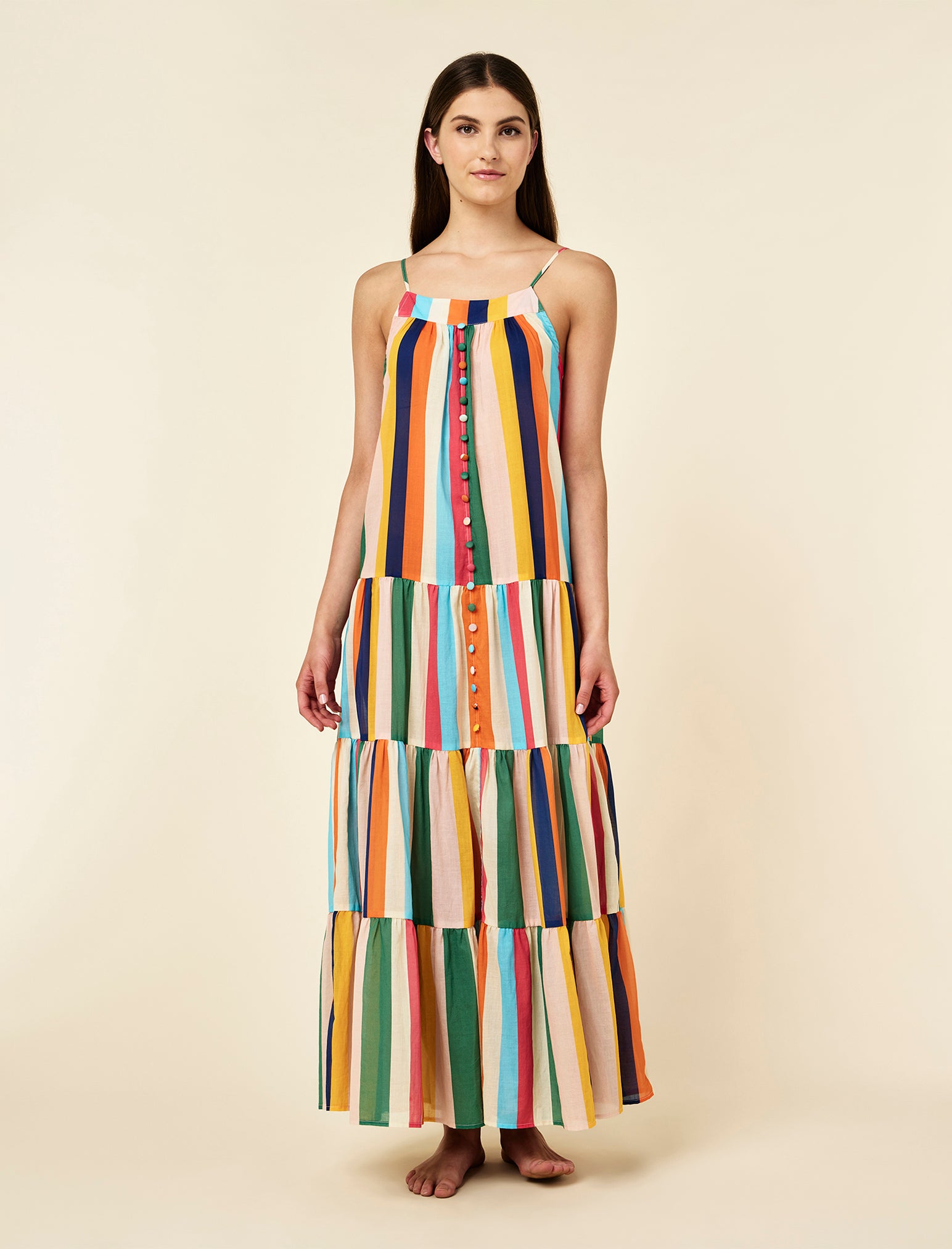 Holiday Stripe Tiered Maxi Nightie