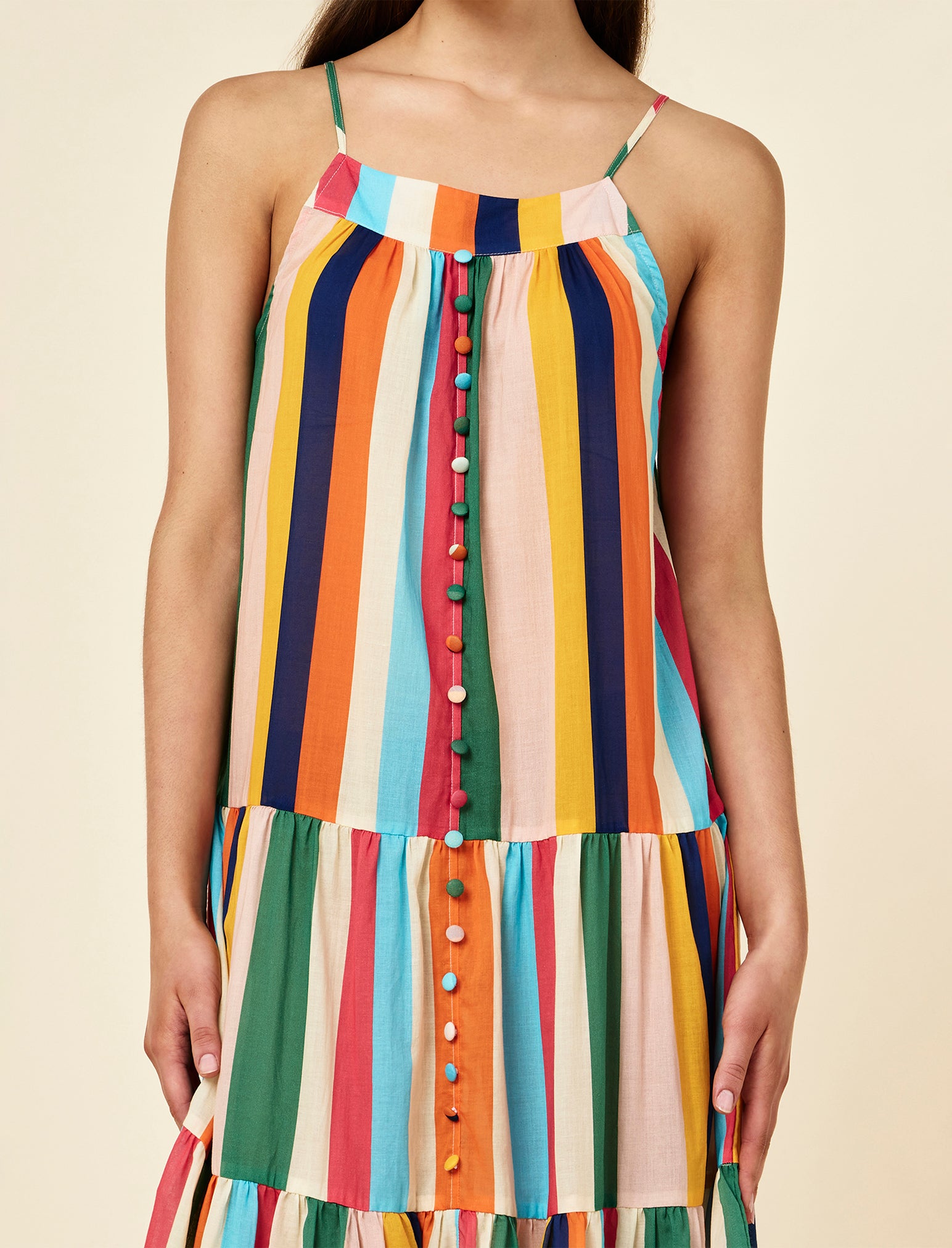 Holiday Stripe Tiered Maxi Nightie