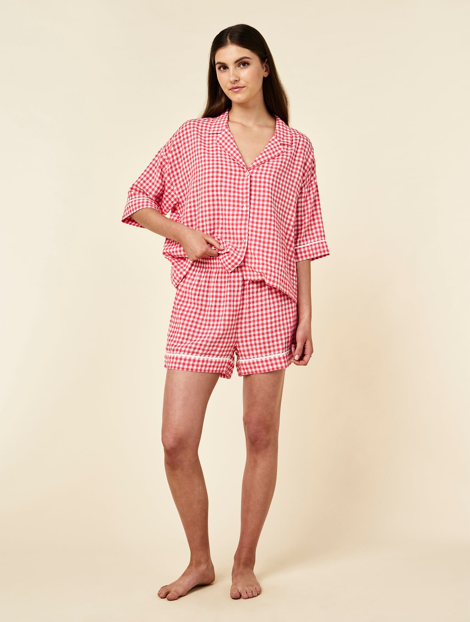 Seersucker Gingham Short Sleeve Shirt