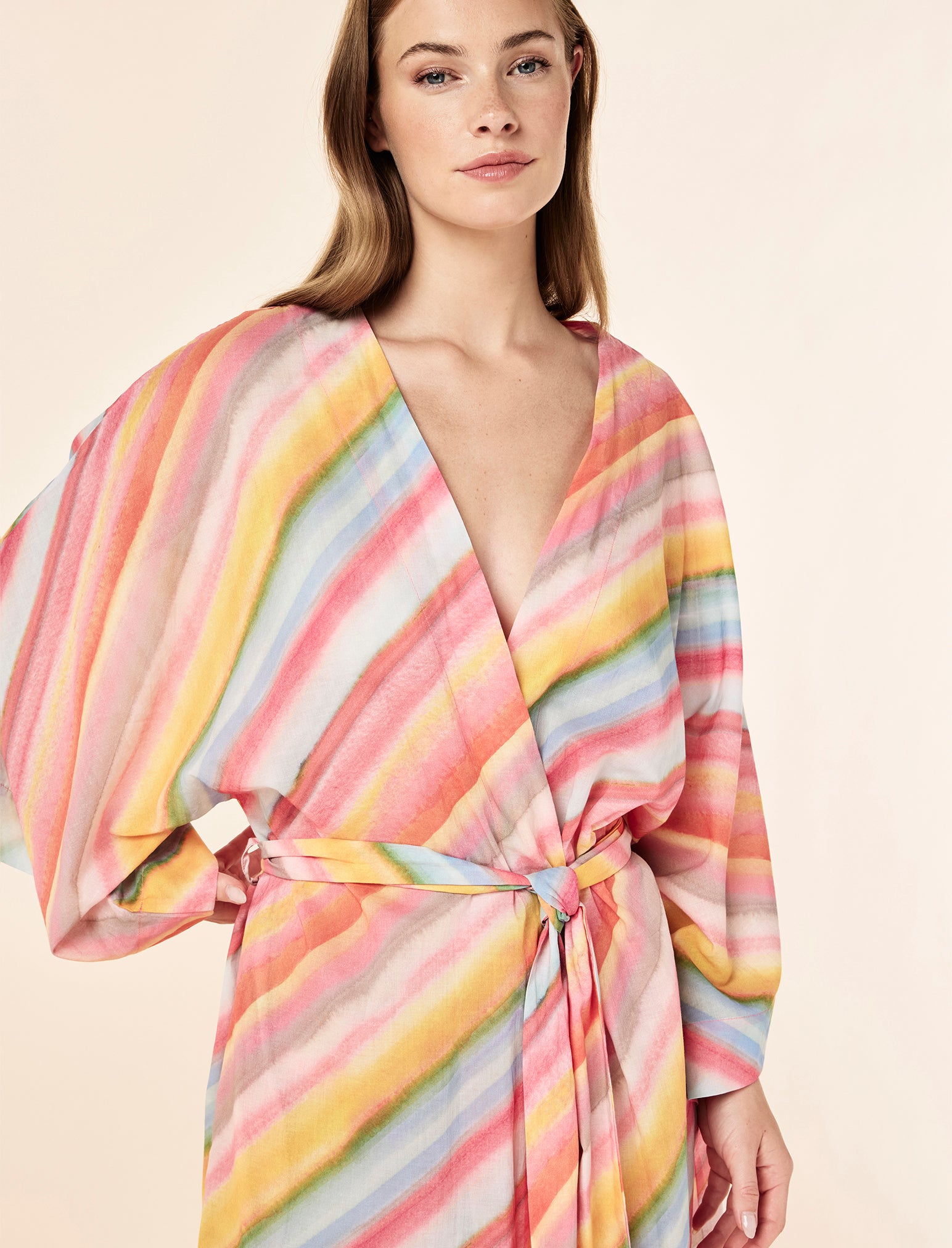 Sophie Stripe Maxi Kimono Robe
