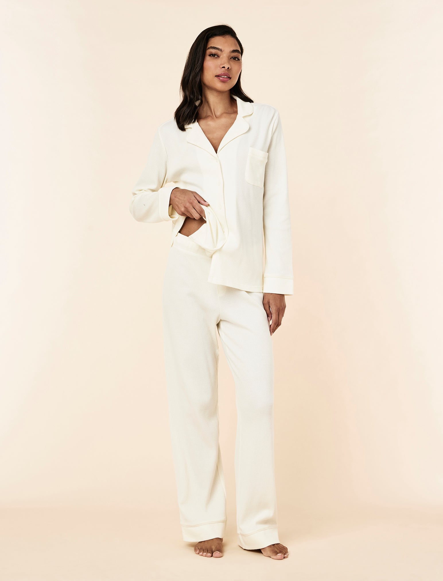 Claire Soft Cotton Waffle Full Length PJ Set