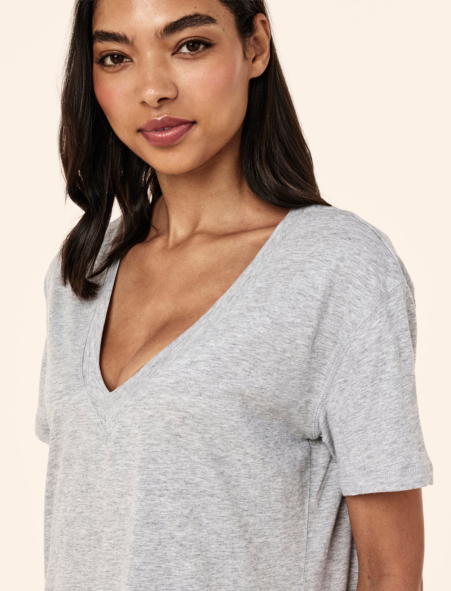Jada Organic Cotton Knit V Neck Midi Nightie