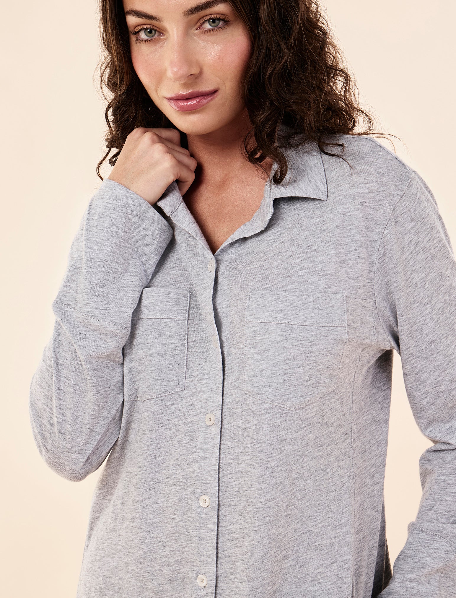 Jada Organic Cotton Knit Button Front PJ Set