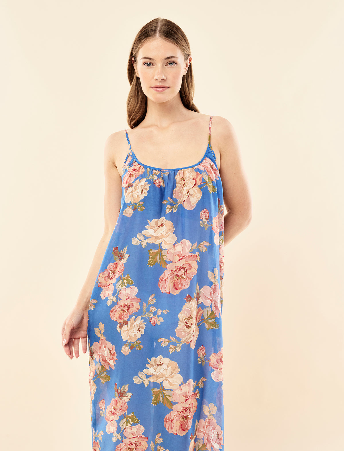 Sianie wearing the Iona Maxi Strappy Nightie
[model: Sienie wears size S |  Height: 175m
/ 5’9” | Bust: 85cm | Waist: 66cm| Hips: 93cm]