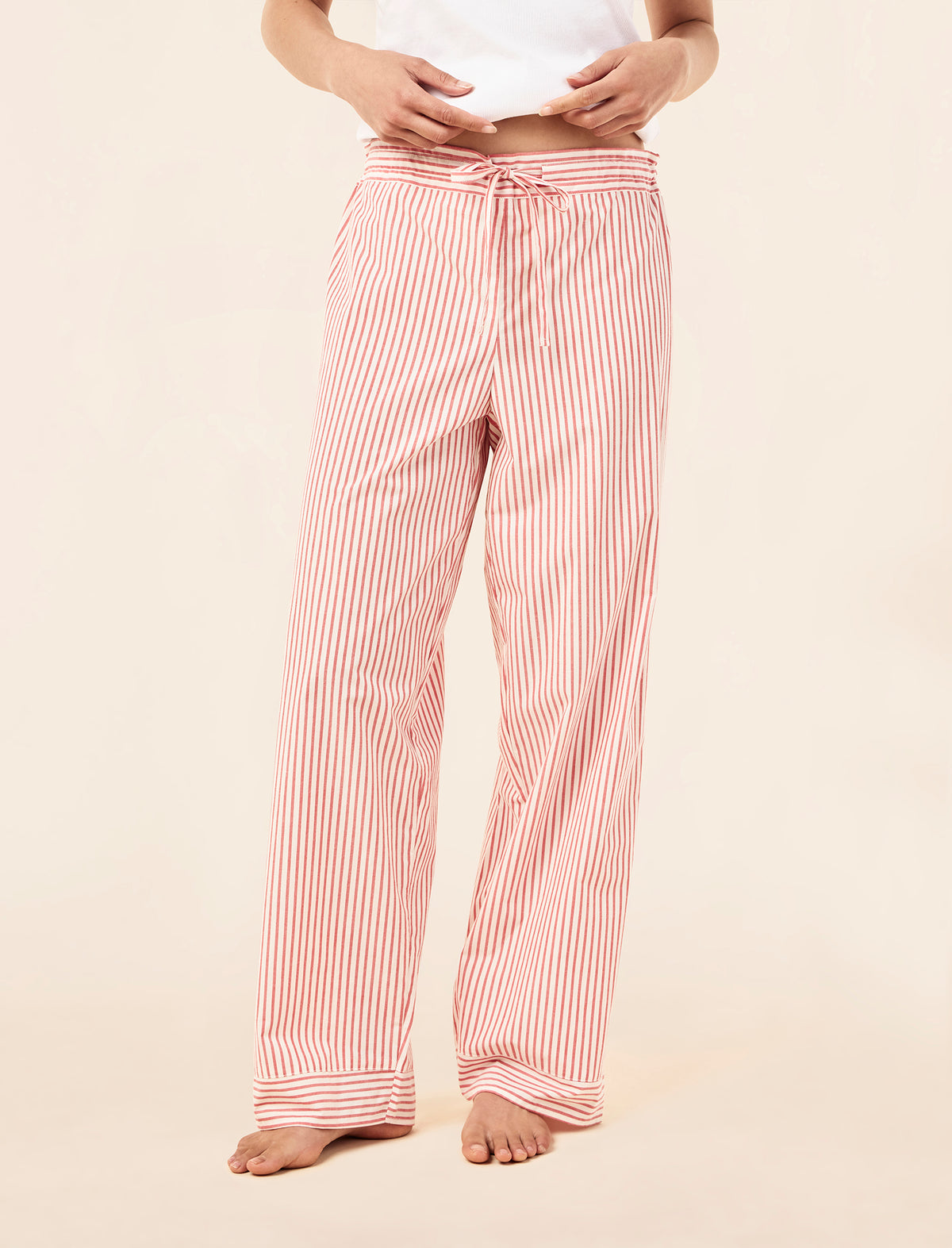 Stripe Cotton Wide Leg Pant