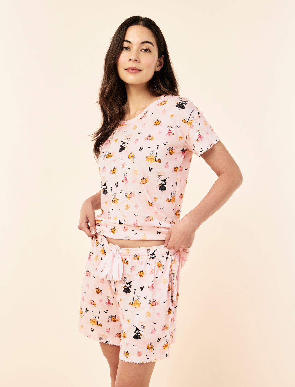 Sakura wearing the Claris The Mouse Knit Short Sleeve Standard Tee and Boxer Set
[model: Sakura wears size S |  Height: 173cm/ 5’8” | Bust: 81cm | Waist: 64cm | Hips: 89cm]