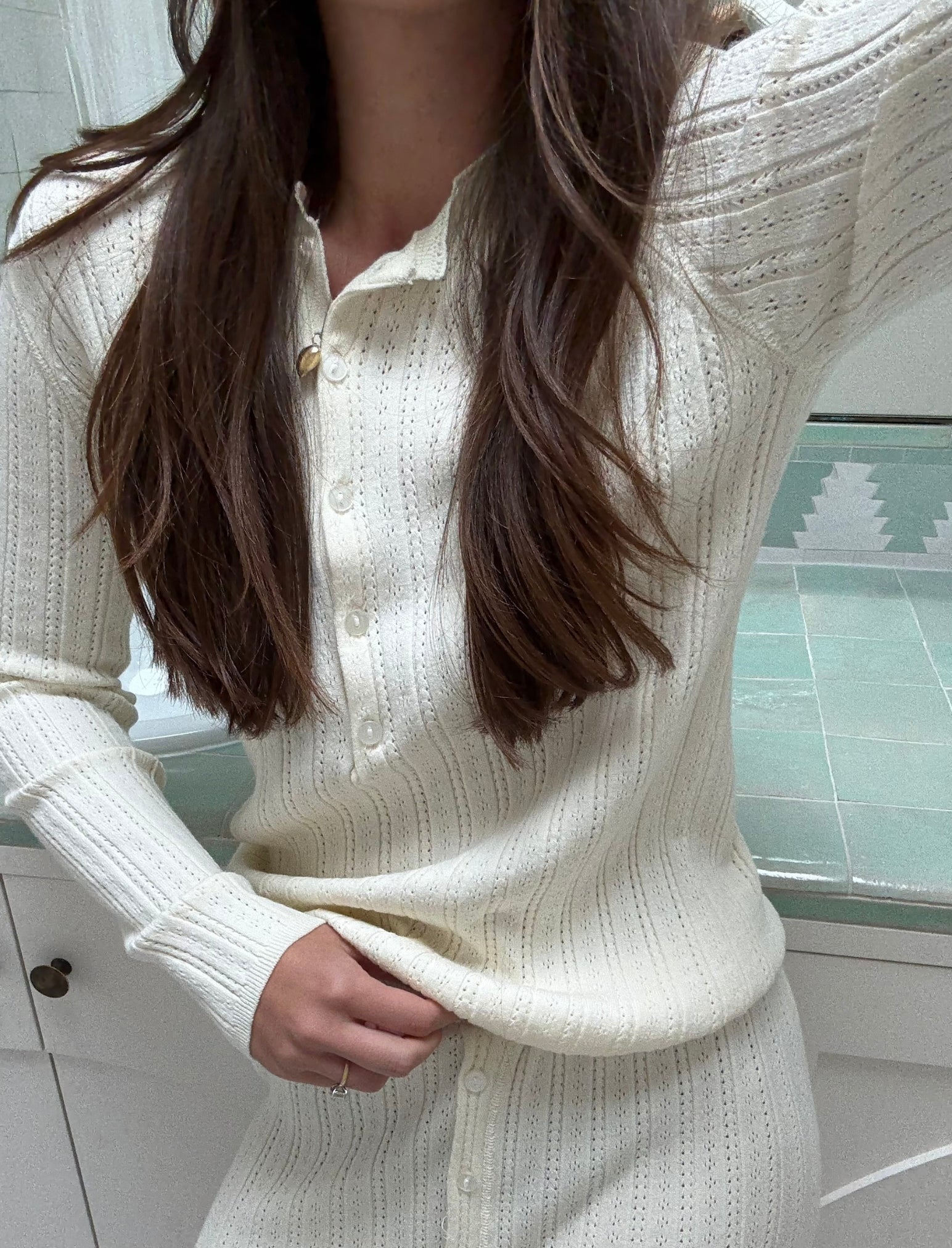 Cable Pointelle Full Length PJ Set