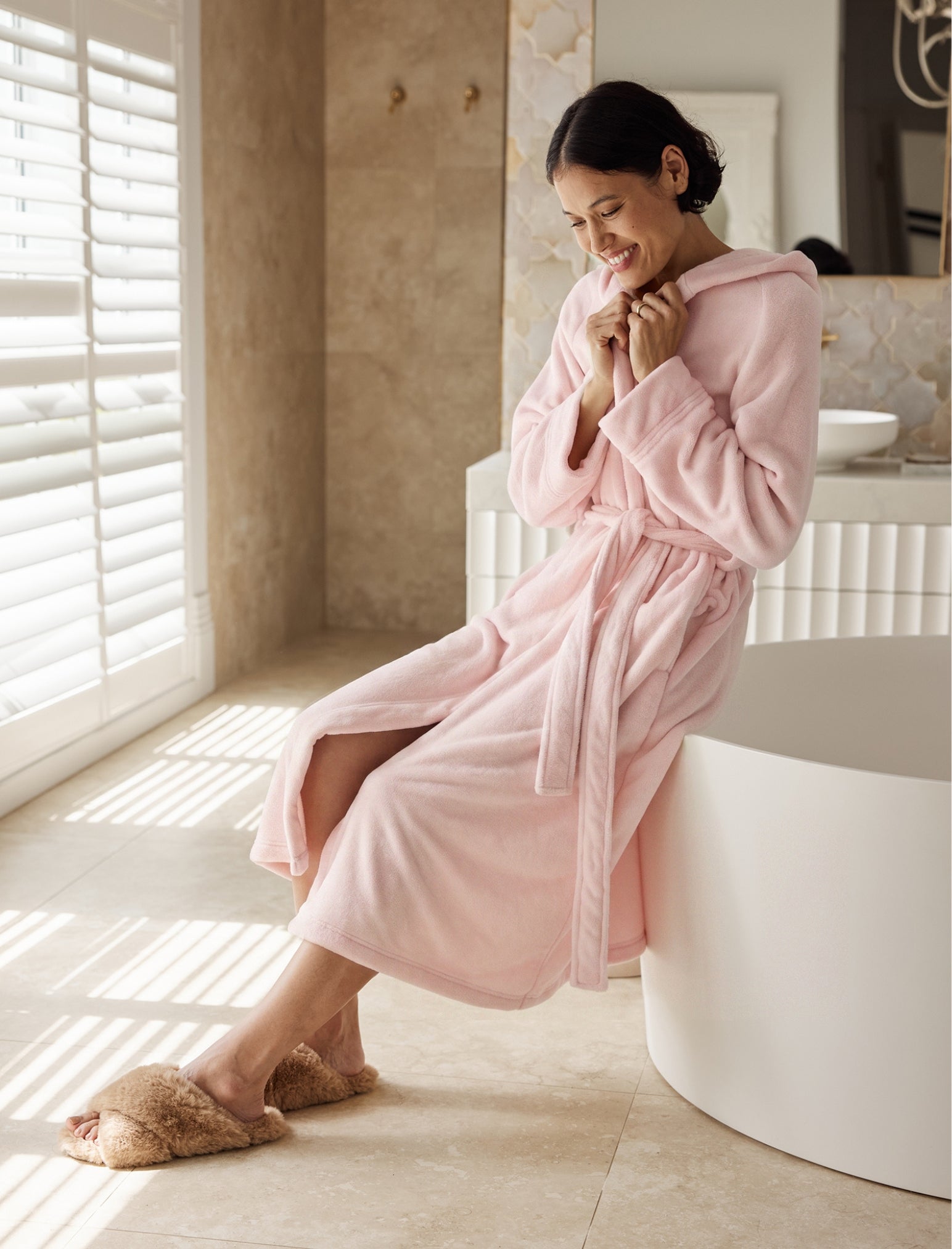 Long Plush Hooded Robe